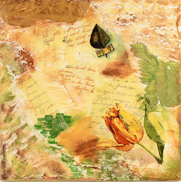 Obraz Red tulip collage on canvas