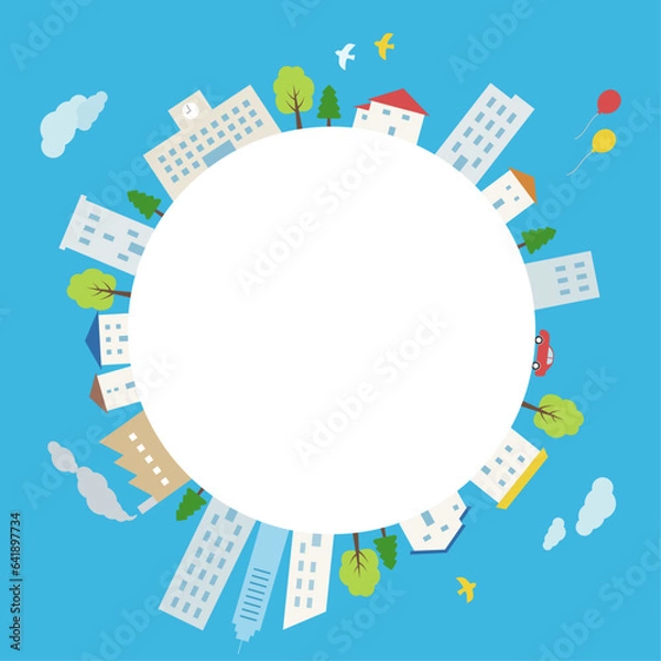 Obraz 街並みのフレーム_ベクターイラスト