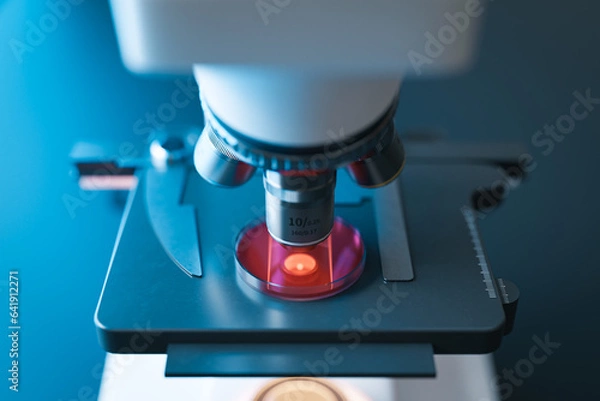 Fototapeta Background of close-up microscope of biotechnology research concept, 3d rendering