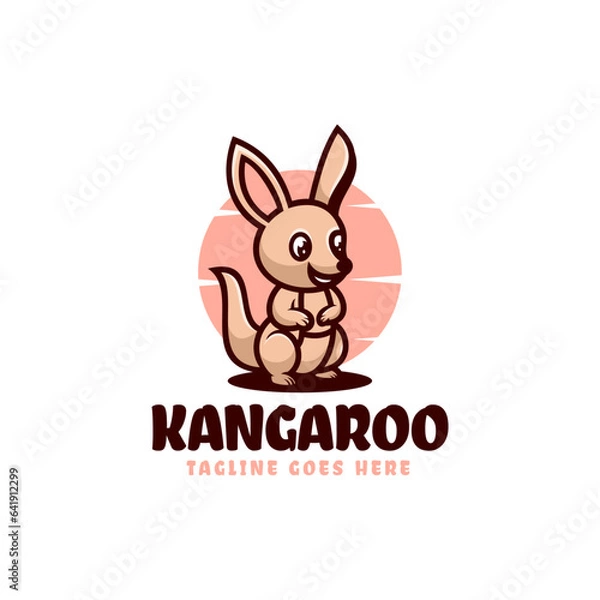 Fototapeta Vector Logo Illustration Kangaroo Mascot Cartoon Style.