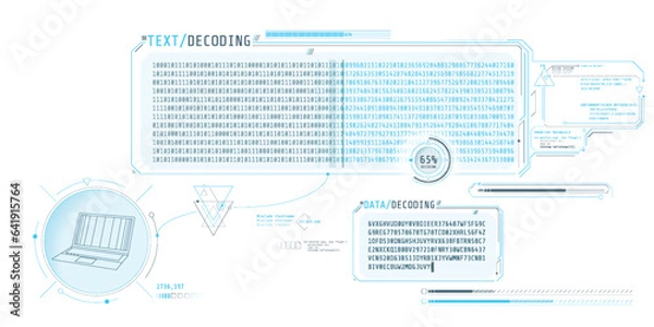 Fototapeta Data decryption screen with text decoding window.