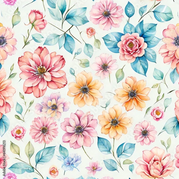 Fototapeta 花柄のイラスト３