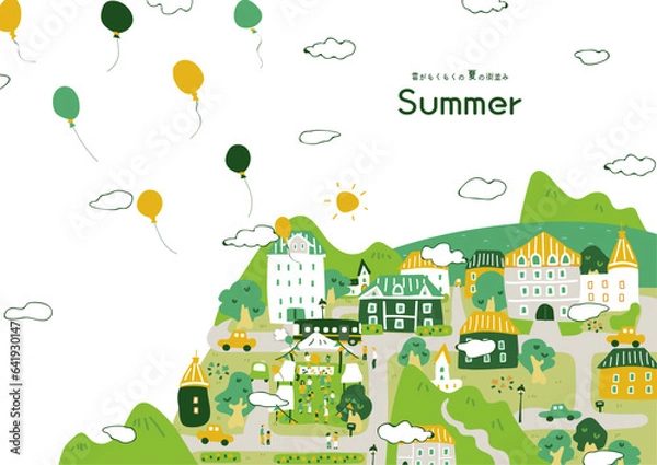 Obraz イベントを開催する楽しい街並みのイラスト