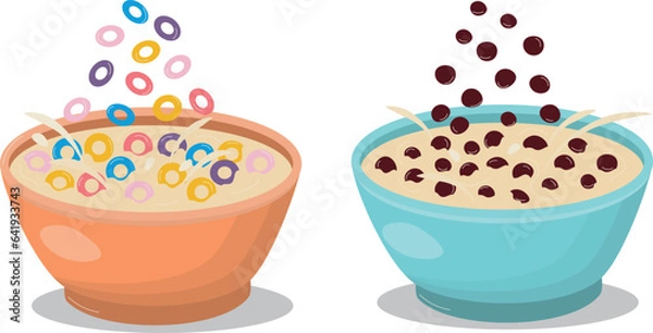Fototapeta Corn flakes in the form of rings, corn flakes in the form of balls, breakfast isolated on a white background