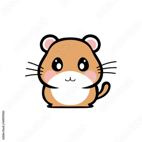 Obraz Cute baby hamster, funny flat design pet vector clip art illustration. isolated on a white background