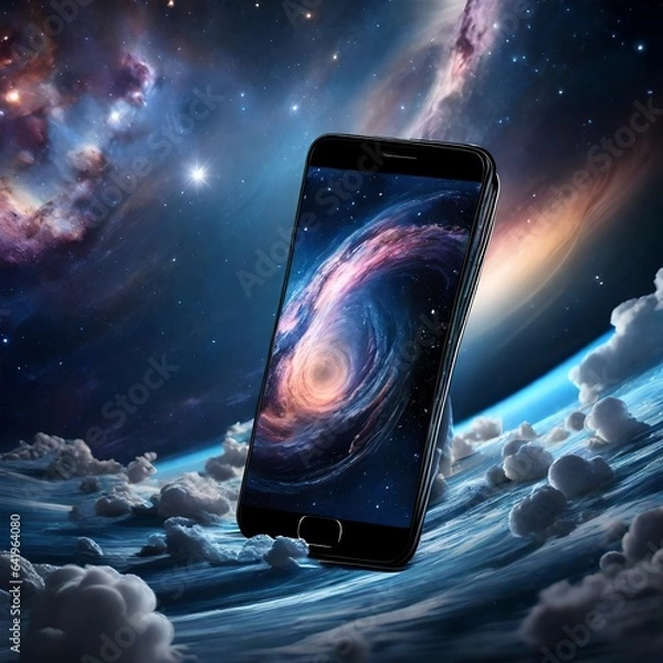 Fototapeta mobile phone and earth