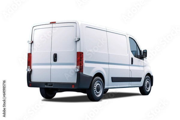 Obraz Modern white cargo van rear back right side corner angle view, isolated