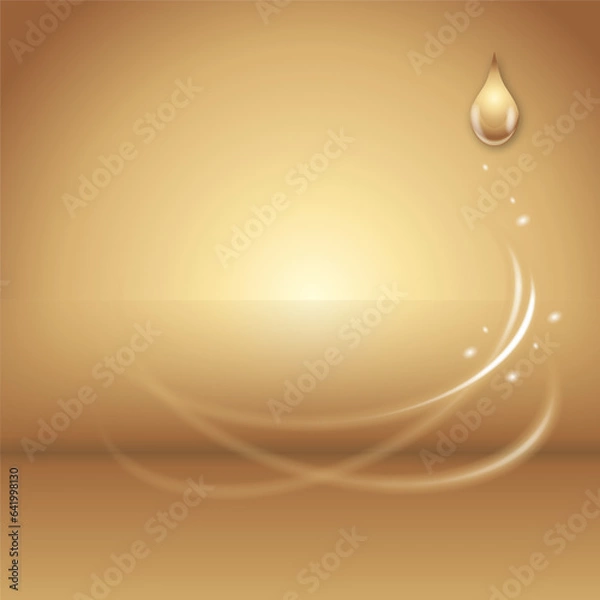 Fototapeta Golden Oil Drop on Gradient Background with Shining Rays