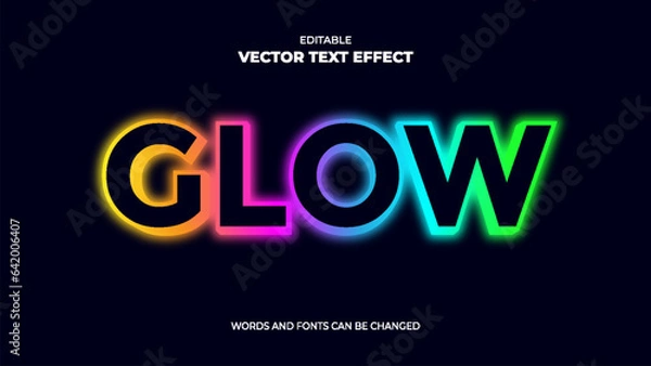 Obraz colorful neon glow editable text effect