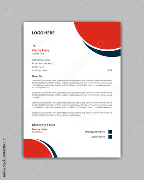 Fototapeta Simple letterhead template.