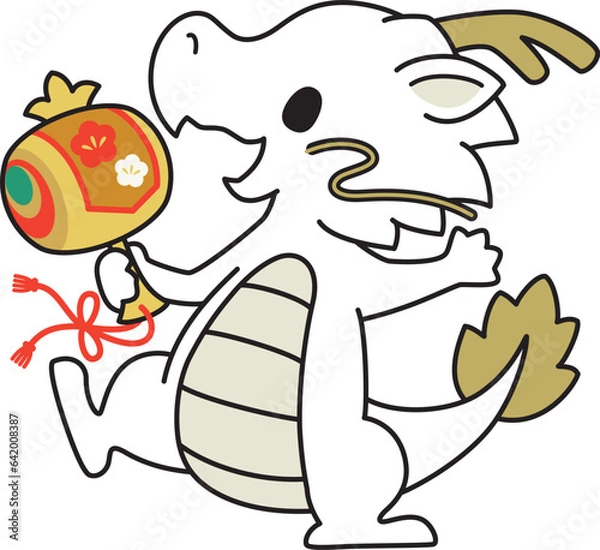 Obraz 打ち出の小槌を持った龍のかわいいイラスト