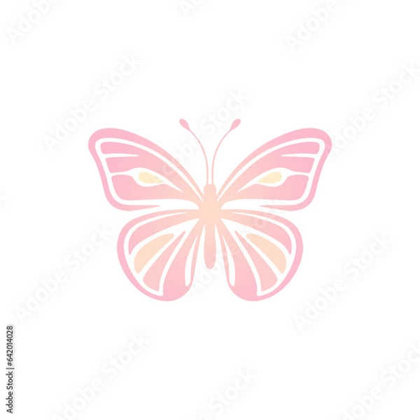Fototapeta Butterfly vector isolated illustration in flat style. Spring, summer, kids design element. Butterfly colorful icon on white.