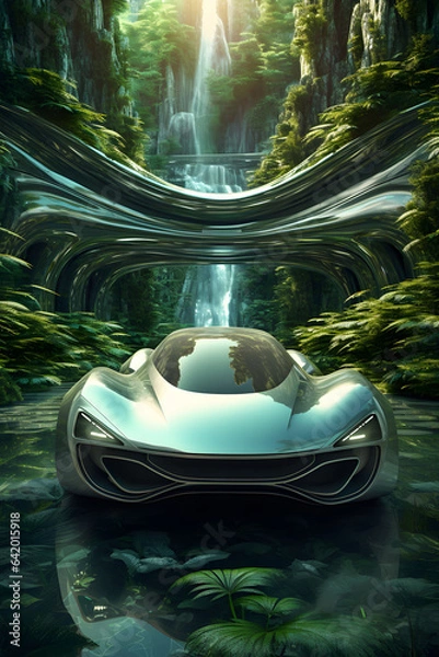 Fototapeta futuristic car in magic crystal ball