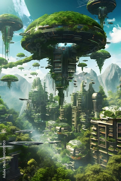 Obraz futuristic pavilion in the park