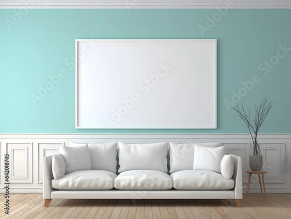 Obraz Gallery-Style Interior: Centered Blank Frame Mockup, generative ai