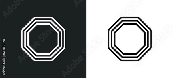 Obraz octagon icon isolated in white and black colors. octagon outline vector icon from geometry collection for web, mobile apps and ui.