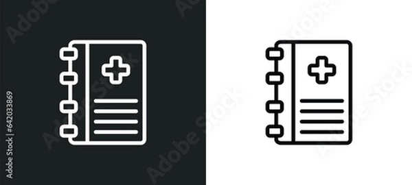 Fototapeta medical book icon isolated in white and black colors. medical book outline vector icon from health and medical collection for web, mobile apps and ui.
