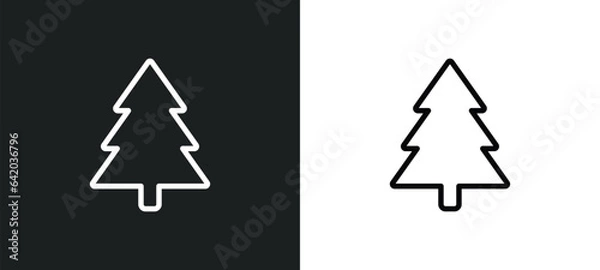 Fototapeta fir icon isolated in white and black colors. fir outline vector icon from winter collection for web, mobile apps and ui.