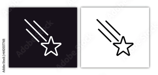 Fototapeta shooting star icon isolated in white and black colors. shooting star outline vector icon from astronomy collection for web, mobile apps and ui.