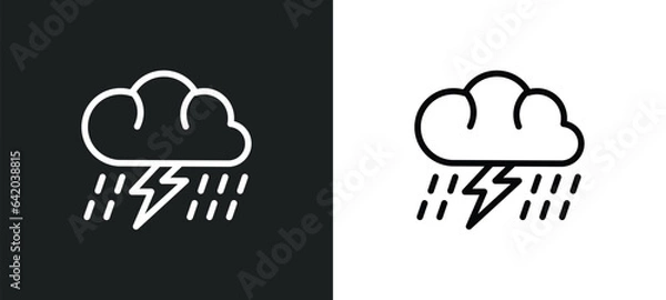 Fototapeta thunder cloud icon isolated in white and black colors. thunder cloud outline vector icon from meteorology collection for web, mobile apps and ui.