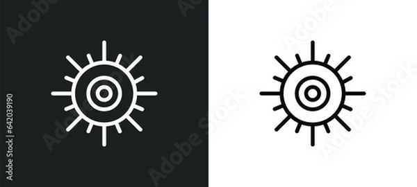 Fototapeta shining sun with rays icon isolated in white and black colors. shining sun with rays outline vector icon from nature collection for web, mobile apps and ui.