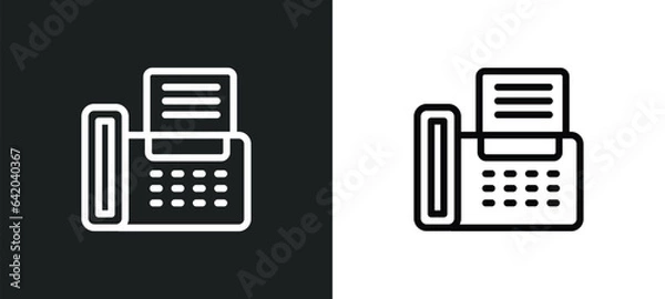 Fototapeta telephone with fax icon isolated in white and black colors. telephone with fax outline vector icon from technology collection for web, mobile apps and ui.