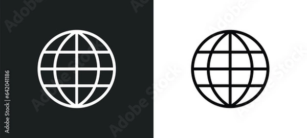 Obraz globe network icon isolated in white and black colors. globe network outline vector icon from web hosting collection for web, mobile apps and ui.