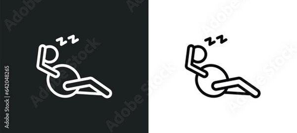 Fototapeta lazy icon isolated in white and black colors. lazy outline vector icon from people collection for web, mobile apps and ui.