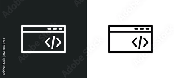 Obraz theme icon isolated in white and black colors. theme outline vector icon from programming collection for web, mobile apps and ui.