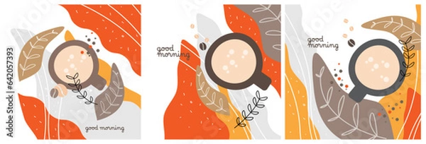 Fototapeta Doodle Coffee Banner. Hand drawn illustrations. Abstract elements backgrounds