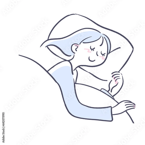 Obraz 気持ちよく眠る若い女性のイラスト