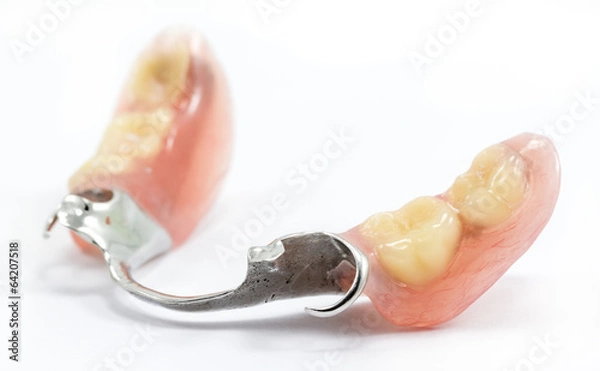 Obraz partial dental prosthetics on a white background