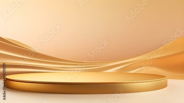 Obraz Modern Studio Background in golden Colors. Elegant Room for Product Presentation
