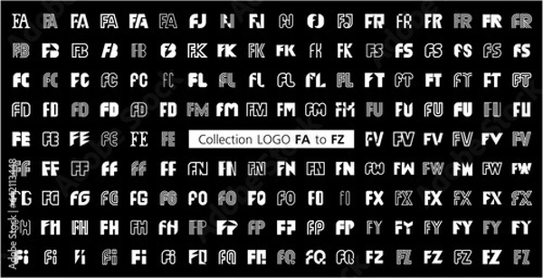 Fototapeta Collection LOGO FA to FZ. Abstract logos mega collection with letters. Geometrical abstract logos