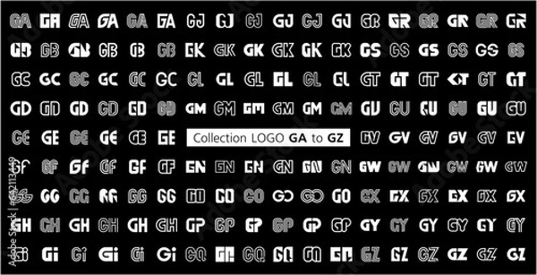 Fototapeta Collection LOGO GA to GZ. Abstract logos mega collection with letters. Geometrical abstract logos