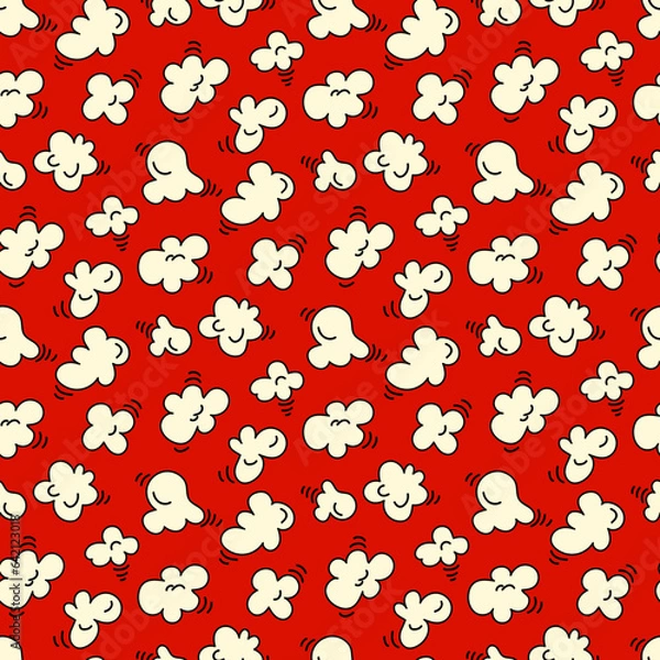Fototapeta Popcorn seamless pattern on red background design. vector illustration cute cartoon, vintage style