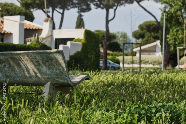 Obraz stone bench in the park in Italy