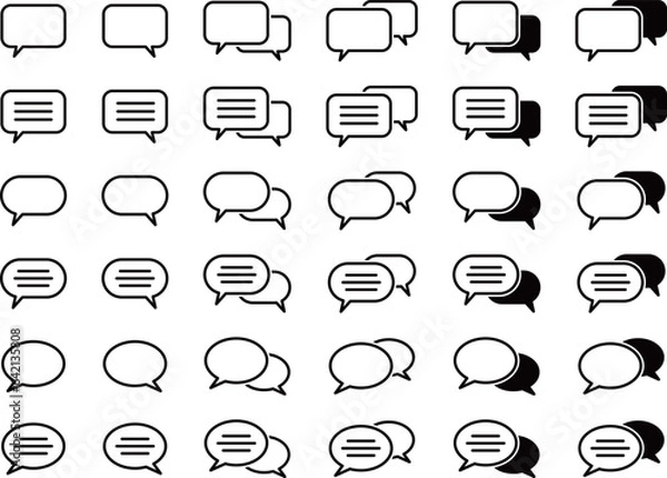 Fototapeta 会話吹き出しアイコン_36個セット_黒