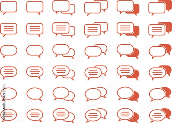 Fototapeta 会話吹き出しアイコン_36個セット_オレンジ
