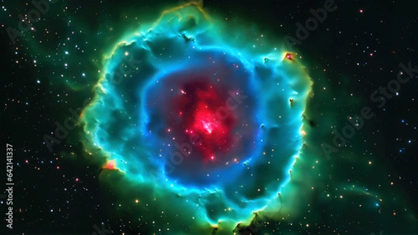 Obraz orange green nebula in space