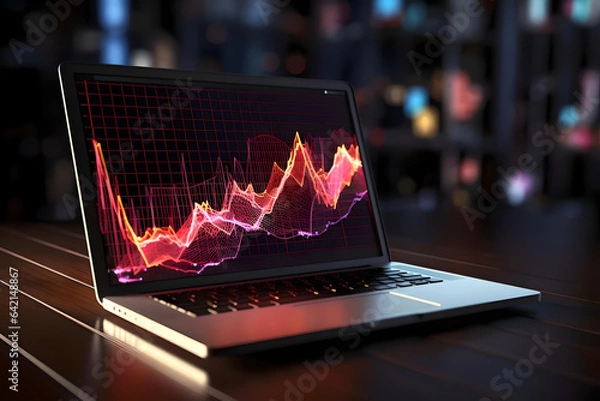Fototapeta A digital graph on a laptop screen.