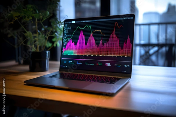 Obraz A digital graph on a laptop screen.