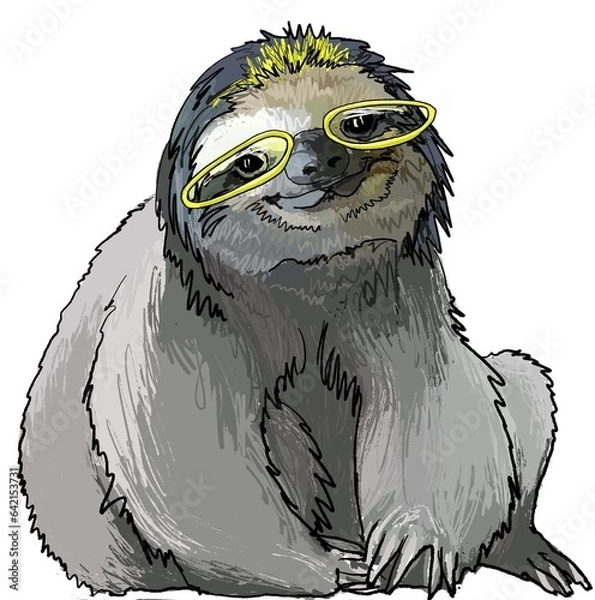 Fototapeta Smiling friendly sloth for kids and teenagers