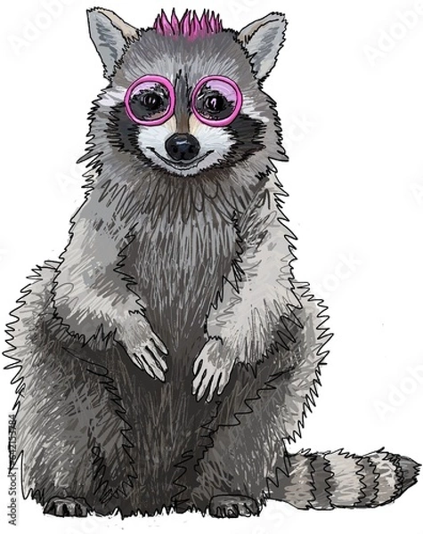 Fototapeta Smiling friendly raccoon for kids and teenagers