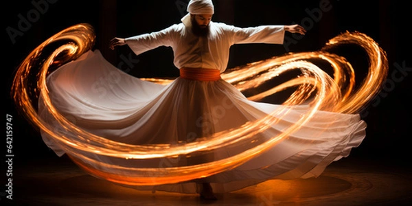 Fototapeta whirling dervish performing a traditional Sufi dance in Turkey, Mystical traditions, Middle Eastern cultures
