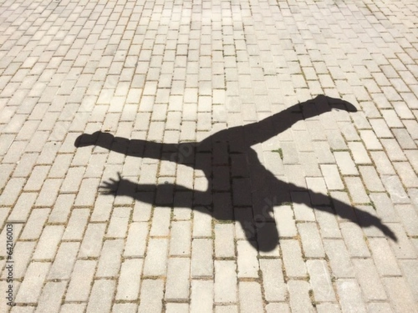 Obraz The shadow of a happy man jumping