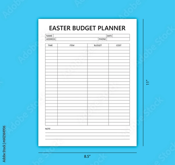 Fototapeta Easter budget planner kdp interior 