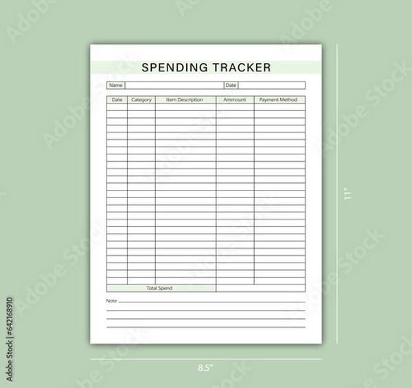 Fototapeta Spending tracker kdp interior notebook
