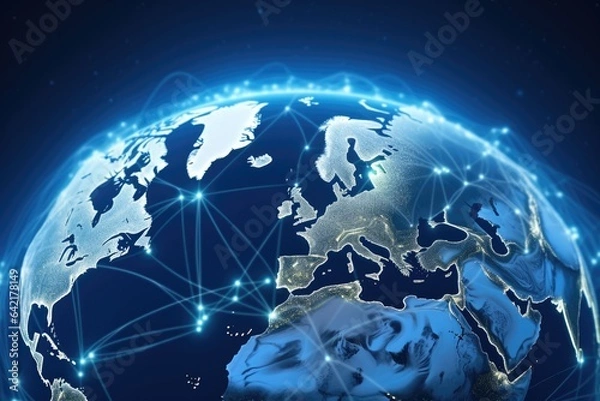 Fototapeta Worldwide Network Connection on Globe