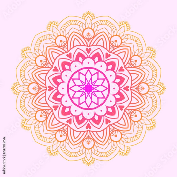 Fototapeta Dreamy Gradient elegant colorful Vector mandala design. Creative background floral invitation, logos, design idea mandala design template vector. 